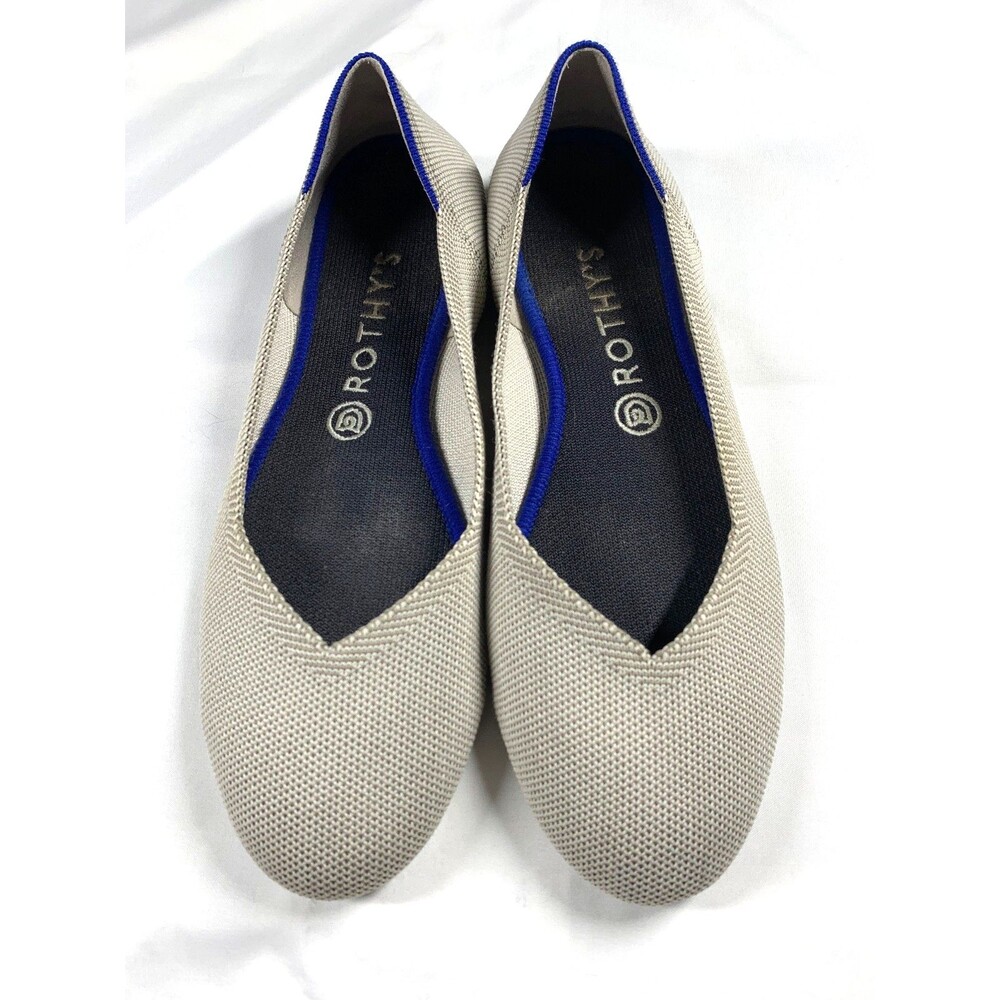 Rothys The Flat Round Toe Shoes Size 9.5 Ballet Gray Knit Summer Casual Comfort